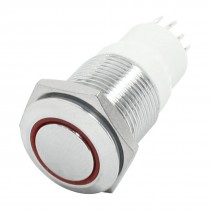 16mm Thread SPDT Momentary Red LED Angel Eye Flat Top Push Button Switch 6V 3A