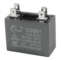 CBB61 AC 450V 3uf 5% Tolerance 4Pin Soldered Ceiling Fan Motor Capacitor