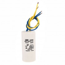 6uF/10uF Wired CBB60 10uF AC450V Washing Machine Motor Capacitor White