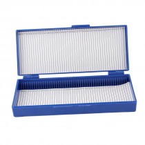 Royal Blue Plastic Rectangle Shape 50-Place Microslide Slide Microscope Box