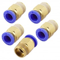 5 Pcs Straight Connector Tube OD 2 5" x 3 8PT Thread Quick Push in Fitting