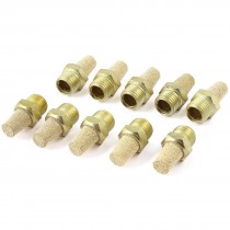 10 Pcs 1/4PT Thread Pneumatic Air Exhaust Silencer Muffler Gold Tone