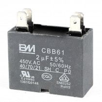 Gray Plastic Shell Motor Running Capacitor CBB61 450VAC 2uF
