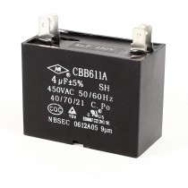 CBB61 AC450V 4uF Black Plastic Shell Motor Working Run Capacitor