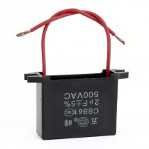CBB61 2 Red Wire Electric Fan Capacitor Black 2uf AC500V