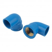 Blue PVC-U 24mm 3/4PT Female Two Ways Pipe Connector Jointer 2 Pcs