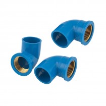 3 Pcs 1PT Female to 32mm Elbow 2-ways Pipe Connector Fittings Blue