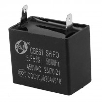 AC 450V 5uF 50/60Hz 2 Pin Rectangle Motor Running Capacitor CBB61