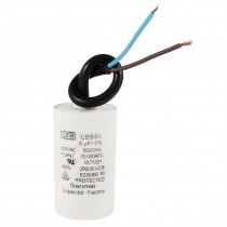 CBB60 AC45OV 50/60Hz 8uF Cylinder Shaped Wired Motor Run Capacitor