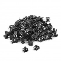 100Pcs 3 Pin Terminals Momentary Action Tactile Switch 4.5mmx4.5mmx4.5mm Black