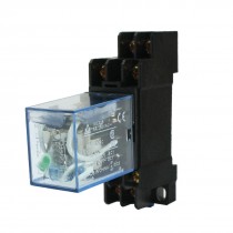 MY2N-J DC 6V Coil Green LED Power Relay 8 Pins DPDT 2NO 2NC w Base