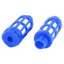 2pcs 1/8PT Male Thread Plastic Air Pneumatic Silencer Muffler Blue White