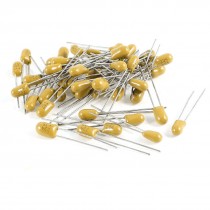 50PCS 0.22uF 35V 2 Pin Yellow Radial Dipped Tantalum Bead Capacitors