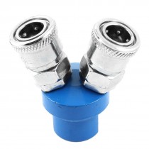 Silver Tone Blue 13mm Outlet Two Pass Quick Coupler Air Hose Connector