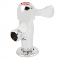 Home Kitchen Silver Tone Metal 20mm Male Thread 1/4 Turn Angle Stop Valve