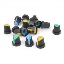 15PCS Black Blue Yellow Green Plastic 6mm Hole Rotary Taper Potentiometer