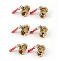 3/8 PT 15mm Female to Female Full Port Red Lever Handle Brass Ball Valve 6pcs