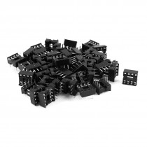 50 Pcs 2.54mm Pitch 8 Pin Dual Row Straight IDC Pin Sockets Black