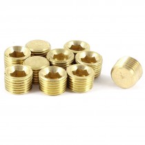 10 Pieces Gold Tone 1 8PT Male Thread Brass Hex Head Pipe Plugs Fittings
