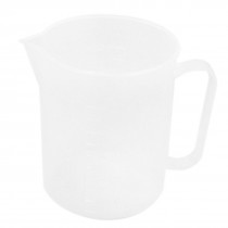 500mL Capacity 1.3cm Wide Handle Clear White Plastic Lab Beaker Measuring Cup