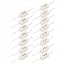 15 Pcs White Tube Shaped Axial Lead Cement Resistor 1 Ohm 5W