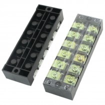 2Pcs 600V 45A Dual 6 Position Barrier Screw Terminal Block Wire Strip