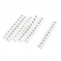 6 PCS 5 x 3.5mm 1-60 Number White Polymide 66 Terminal Marker Strips