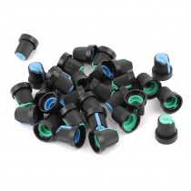 30 Pcs Black Plastic 8mm Threaded Dia Potentiometer Knob Cover