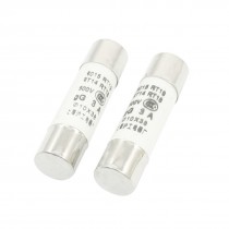 2Pcs AC500V 3A 10x38mm Cylindrical Fuse Links Silver Tone White