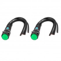 2 Pcs Green Light SPDT Latching Round Car Push Button Switch 5A 250VAC
