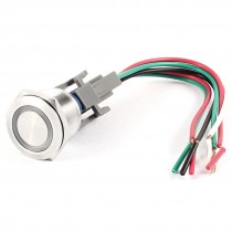 Flat Head DPST 22mm DC 24V Blue Indicator Lamp Metal Locking Push Button Switch