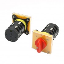 2Pcs 500V 25A 4-Pole 3-Position Square Panel Universal Rotary Changeover Switch