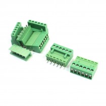 5Pcs AC 300V 10A 3.96mm 6Pin Green PCB Screw Terminal Barrier Block Connector