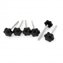 M6 x 70mm Male Thread 32mm Star Head Dia Screw On Type Clamping Knob 6Pcs