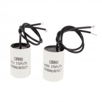 CBB60 AC 450V 2.5uF 50/60Hz Cylinder Shape Non Polar Motor Capacitor 2pcs