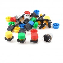20pcs 12mmx12mmx7.3mm 4P DIP PCB Mount Momentary Tactile Switch w Caps
