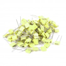 100 Pieces 100V 1NF Metal Radial Lead Box Type Film Correction Capacitors Yellow