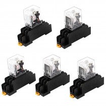 HH52PL AC 380V Coil DPDT 8Pin 35mm DIN Rail Electromagnetic Power Relay 5 Pcs