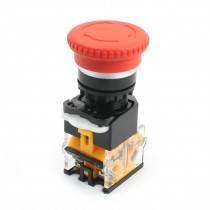 Red Mushroom Head 4-Terminals DPST Locking Emergency Button Switch 400V 10A