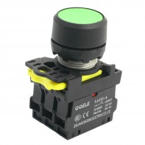 AC 660V 10A 1NO 1NC DPST Momentary Green Flat Round Push Button Switch