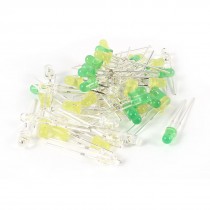 50 Pcs Straw Hat 3mm Yellow White Green LED Bulb Lamp Emitting Diode DC 2.5-3.0V