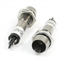 XD8-1 DC 12V 8mm Metal Shell Yellow LED Indicator Power Signal Light 2 Pcs