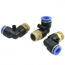 3 Pcs 3 8PT Dia Thread 12mm to 10mm Pneumatic L Joint Connector Quick Fitting