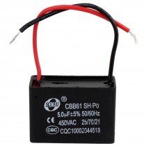 AC 450V 5uF 5% 2 Wired Polypropylene Film Motor Run Capacitor CBB61