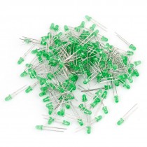 190 Pcs 2 Pins 3MM Dia Green Round Head LED Emitting Diode Lights