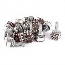 15 Pcs 5K Ohm Knurled Shaft Top Adjustment Dual Linear Potentiometers AC 220V 6A