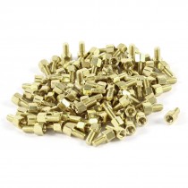 M3 Male to Female Threaded 4mm 5mm PCB Spacer Stand Off 9mm Gold Tone 100 Pieces