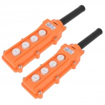 COB62A Up Down 4 Ways Orange Rainproof Hoist Crane Pushbutton Switch 2 PCS