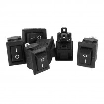 AC 250V 3A 125V 6A 2 Termials SPST ON/OFF 2 Positions Rocker Switch Black 6 Pcs