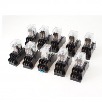 10Pcs DC220V Coil 3PDT 11Pin Green LED General Purpose Power Relay w Socket Base